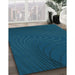 Patterned Bright Navy Blue Rug in Family Room, pat1821lblu