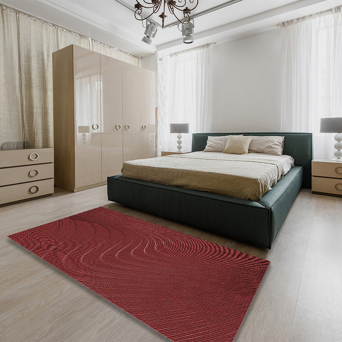 Patterned Red Rug in a Bedroom, pat1821rd