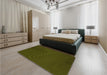 Patterned Olive Green Rug in a Bedroom, pat1821yw