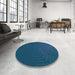 Round Patterned Bright Navy Blue Rug in a Office, pat1822lblu