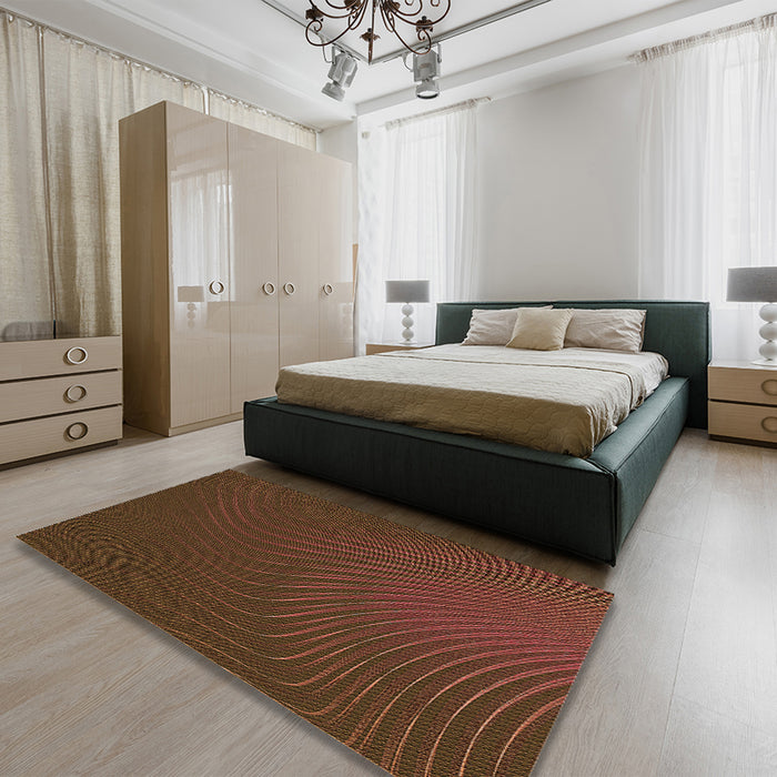 Round Machine Washable Transitional Mahogany Brown Rug in a Office, wshpat1822org