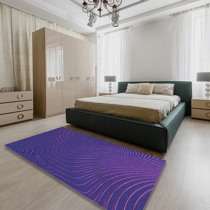 Round Machine Washable Transitional Bright Purple Rug in a Office, wshpat1822pur