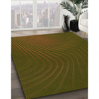 Patterned Dark Yellow Green Rug, pat1822yw