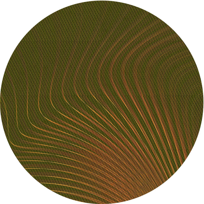 Square Patterned Dark Yellow Green Rug, pat1822yw