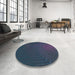 Round Patterned Blue Novelty Rug in a Office, pat1822