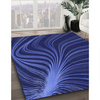 Patterned Denim Dark Blue Rug, pat1823blu