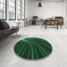 Round Patterned Black Rug in a Office, pat1823grn