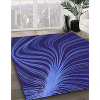 Patterned Denim Dark Blue Rug, pat1823pur