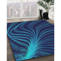 Patterned Blue Ivy Blue Novelty Rug, pat1823