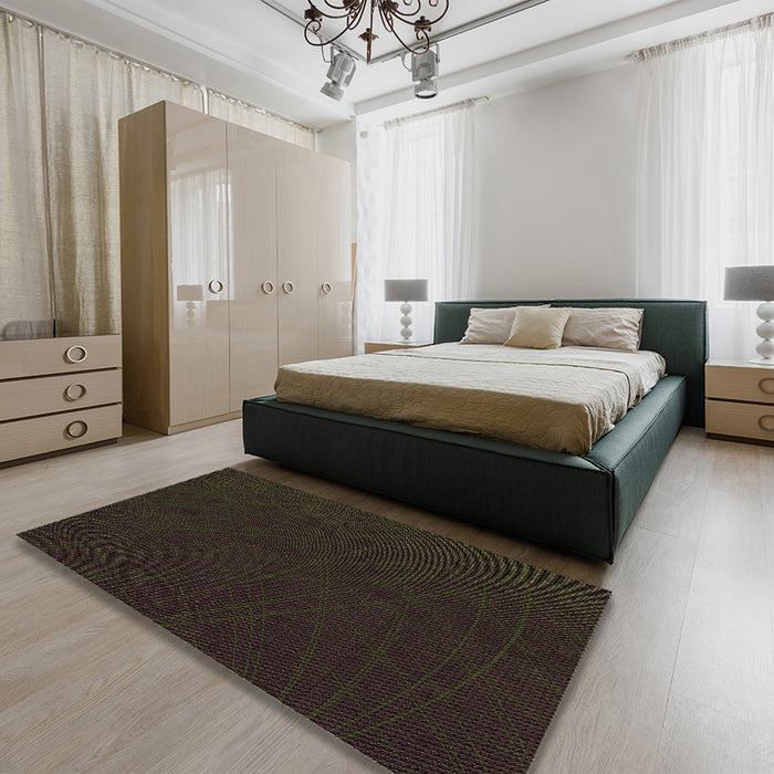 Patterned Milk Chocolate Brown Rug in a Bedroom, pat1824brn