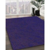 Patterned Denim Dark Blue Rug, pat1824pur