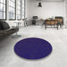 Round Patterned Denim Dark Blue Rug in a Office, pat1824pur