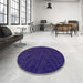 Round Patterned Denim Dark Blue Rug in a Office, pat1825pur