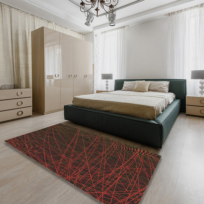 Patterned Sepia Brown Rug in a Bedroom, pat1826brn