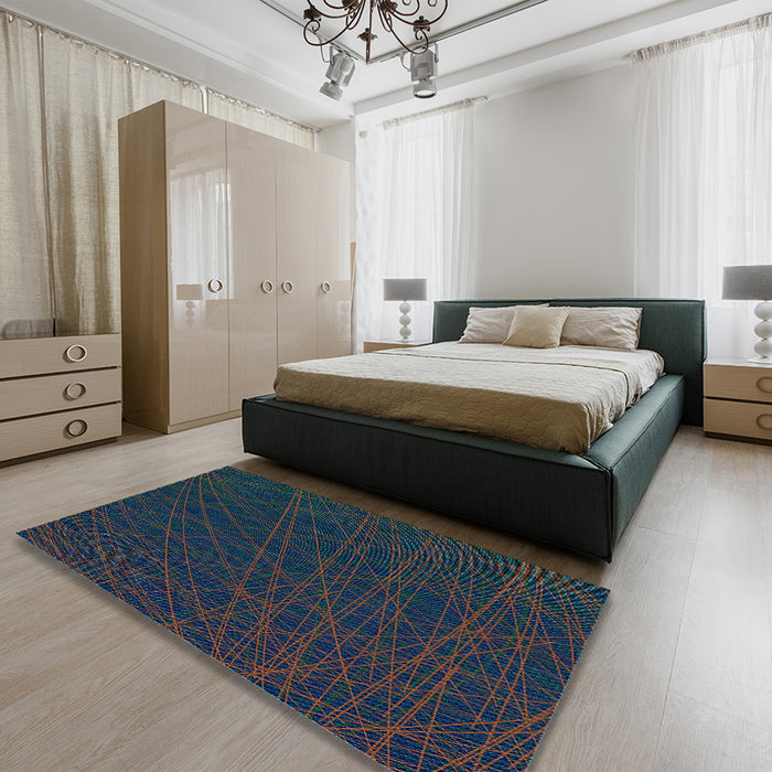 Patterned Blue Rug in a Bedroom, pat1826lblu