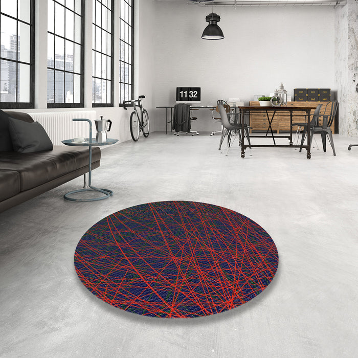 Round Machine Washable Transitional Gray Rug in a Office, wshpat1826