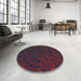 Round Machine Washable Transitional Gray Rug in a Office, wshpat1826