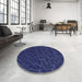 Round Patterned Royal Blue Rug in a Office, pat1827blu