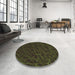 Round Patterned Midnight Gray Rug in a Office, pat1827brn