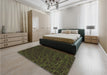 Patterned Midnight Gray Rug in a Bedroom, pat1827brn