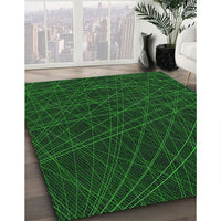 Patterned Dark Forest Green Rug, pat1827grn