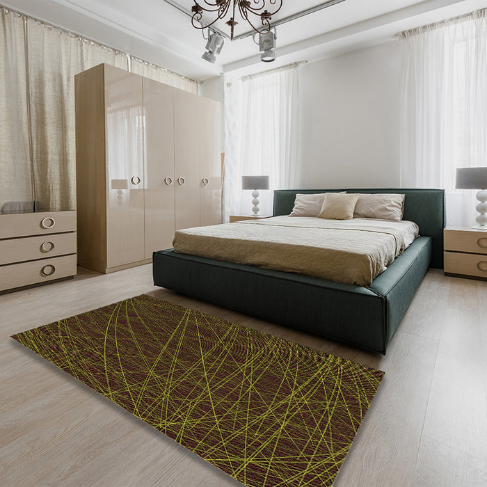 Round Machine Washable Transitional Oak Brown Rug in a Office, wshpat1827org