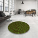 Round Patterned Black Brown Rug in a Office, pat1827yw