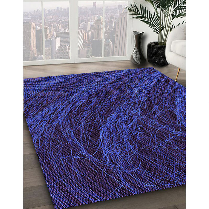 Patterned Night Blue Rug in Family Room, pat1828pur