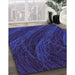 Patterned Night Blue Rug in Family Room, pat1828pur