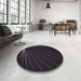 Round Patterned Black Novelty Rug in a Office, pat1829