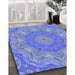 Machine Washable Transitional Sky Blue Rug in a Family Room, wshpat183blu