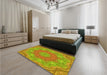 Patterned Green Rug in a Bedroom, pat183yw