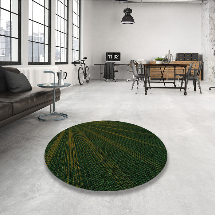 Round Patterned Black Rug in a Office, pat1830grn