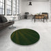 Round Patterned Black Rug in a Office, pat1830grn