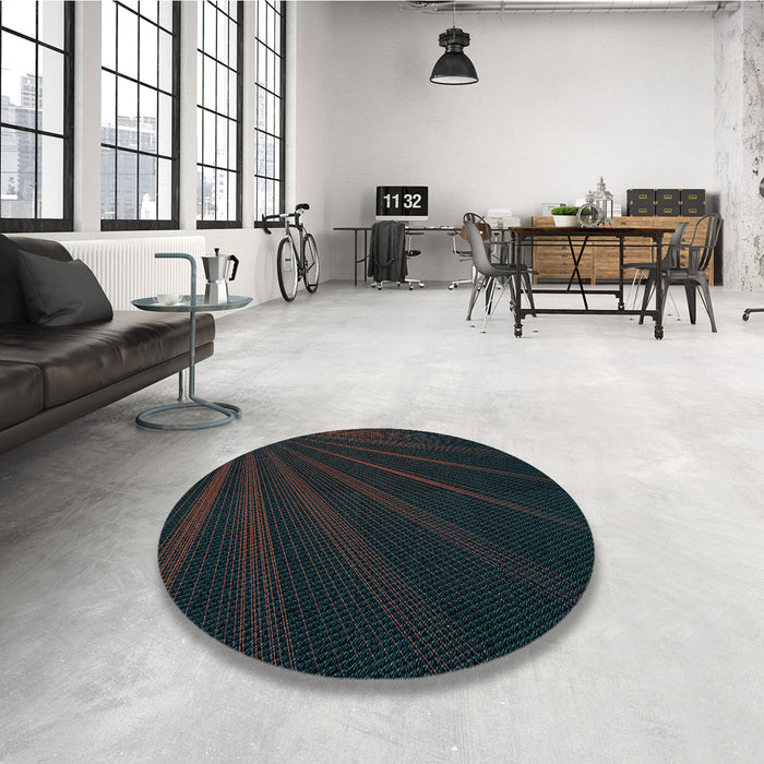 Round Patterned Midnight Gray Rug in a Office, pat1830lblu