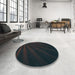 Round Patterned Midnight Gray Rug in a Office, pat1830lblu