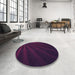 Round Patterned Dark Magenta Purple Rug in a Office, pat1830pur
