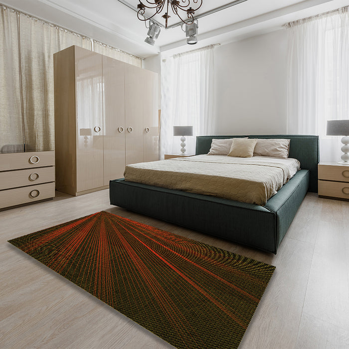 Round Machine Washable Transitional Night Red Rug in a Office, wshpat1830yw