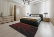 Patterned Black Brown Novelty Rug in a Bedroom, pat1830