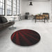 Round Machine Washable Transitional Black Brown Rug in a Office, wshpat1830