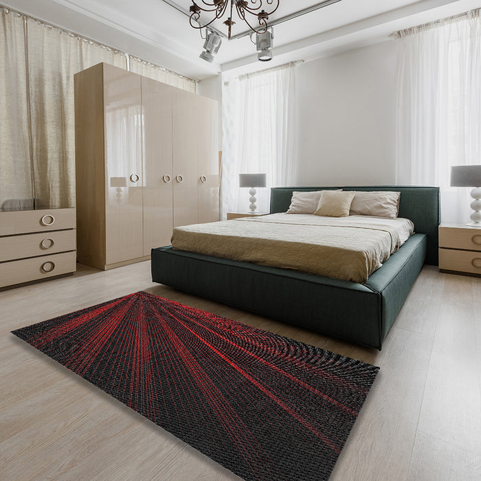Machine Washable Transitional Black Brown Rug in a Bedroom, wshpat1830