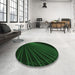 Round Patterned Green Rug in a Office, pat1831grn