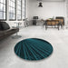 Round Patterned Black Rug in a Office, pat1831lblu