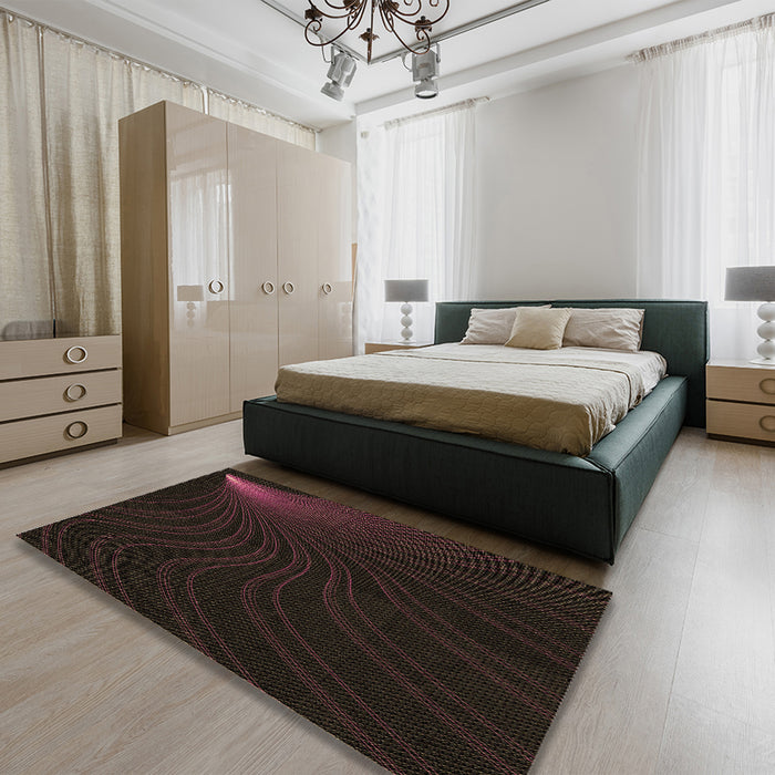 Patterned Midnight Gray Rug in a Bedroom, pat1832brn