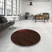 Round Patterned Chocolate Brown Rug in a Office, pat1832org