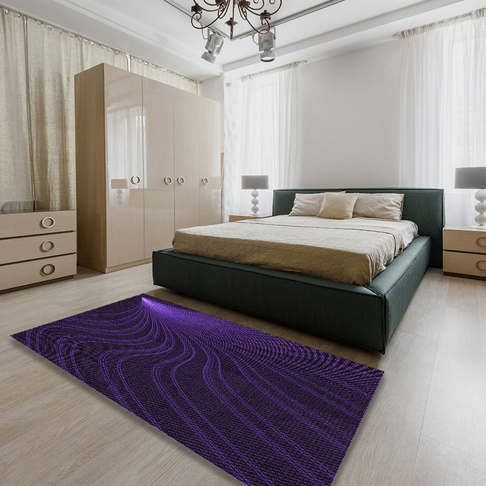 Round Machine Washable Transitional Purple Rug in a Office, wshpat1832pur