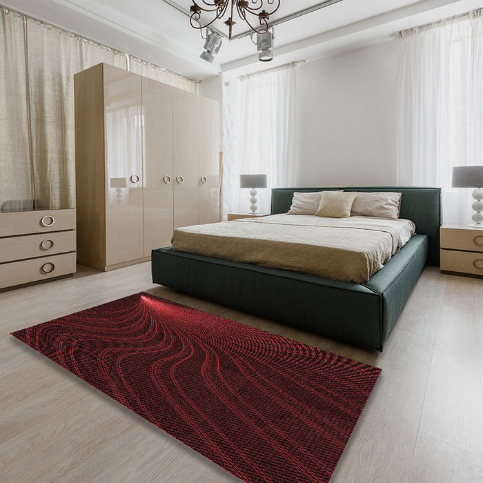 Round Machine Washable Transitional Saffron Red Rug in a Office, wshpat1832rd