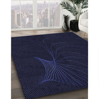 Patterned Black Rug, pat1833blu