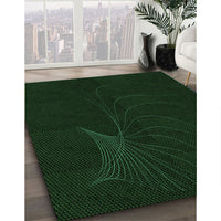 Patterned Deep Emerald Green Rug, pat1833grn