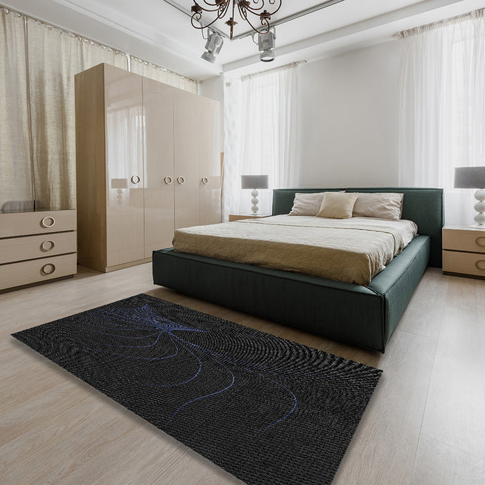 Patterned Light Black Novelty Rug in a Bedroom, pat1833
